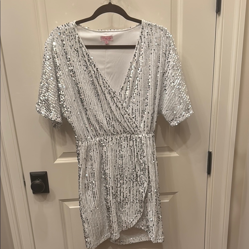 Pink Lily Silver Sequin Mini Dress